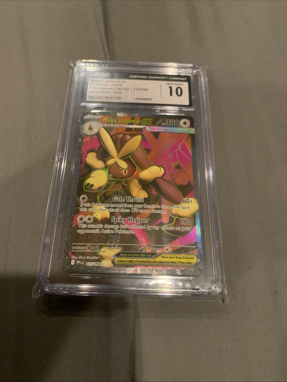 Mega Lopunny EX Holo Collector Card - Pink/Gold